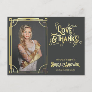 Art Deco Vrijgezellenfeest Liefde en Bedankt Uw Fo Briefkaart