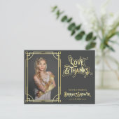 Art Deco Vrijgezellenfeest Liefde en Bedankt Uw Fo Briefkaart (Staand voorkant)