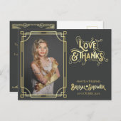 Art Deco Vrijgezellenfeest Liefde en Bedankt Uw Fo Briefkaart (Voorkant / Achterkant)