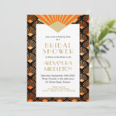 Art Deco Vrijgezellenfeest Oranje Black Gold Vinta Kaart (Staand voorkant)