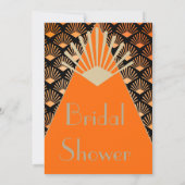 Art Deco Vrijgezellenfeest Oranje Black Gold Vinta Kaart (Achterkant)