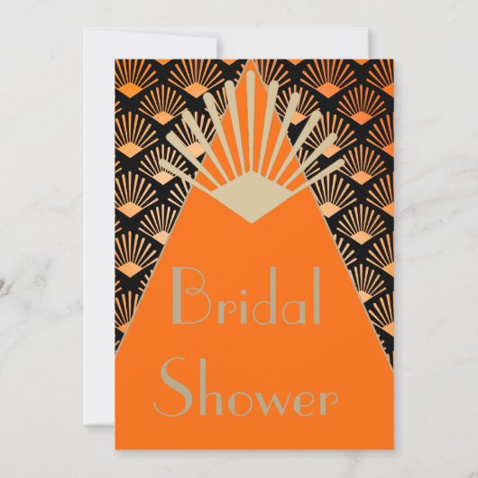 Art Deco Vrijgezellenfeest Oranje Black Gold Vinta Kaart (Achterkant)