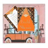 Art Deco Vrijgezellenfeest Oranje Black Gold Vinta Kaart