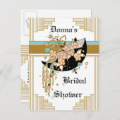 Art Deco Vrijgezellenfeest Uitnodiging Briefkaart (Voorkant / Achterkant)