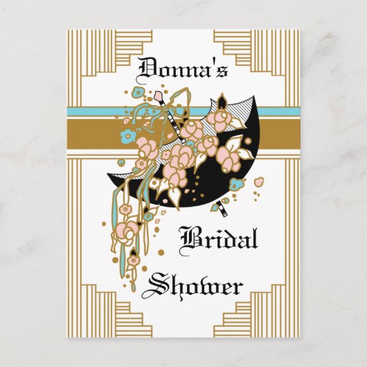 Art Deco Vrijgezellenfeest Uitnodiging Briefkaart (Voorkant)