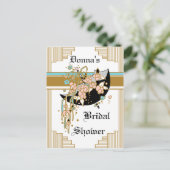 Art Deco Vrijgezellenfeest Uitnodiging Briefkaart (Staand voorkant)