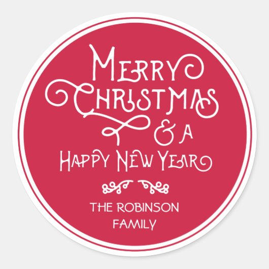 Art Deco Vrolijke Kerst Sticker (Voorkant)