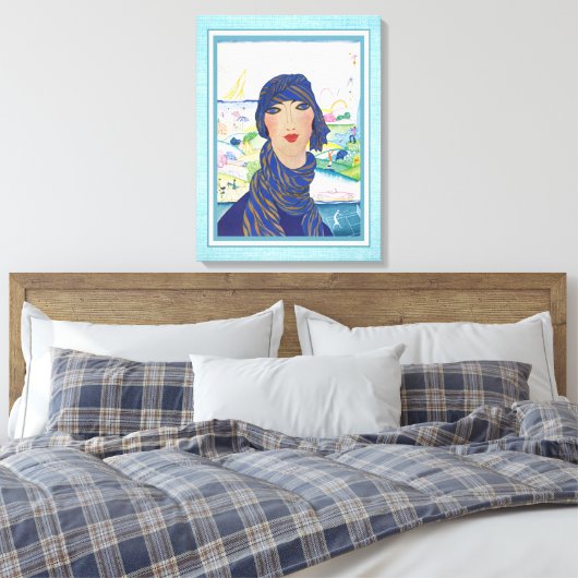 Art Deco Vrouw Atleet Canvas Afdruk (Insitu (Slaapkamer))
