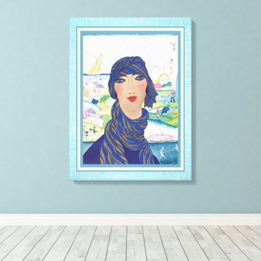 Art Deco Vrouw Atleet Canvas Afdruk (Insitu (Houten vloer))