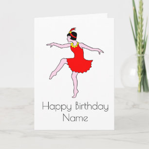 Art Deco Vrouw Danser Rode Jurk Verjaardag Kaart