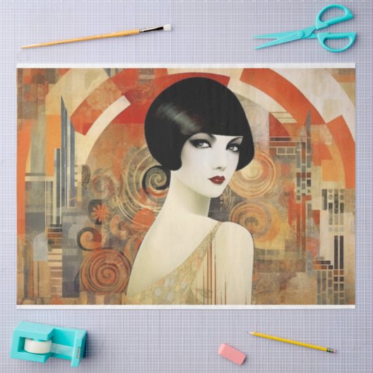 Art Deco Vrouw Decoupage Tissuepapier (Craft)