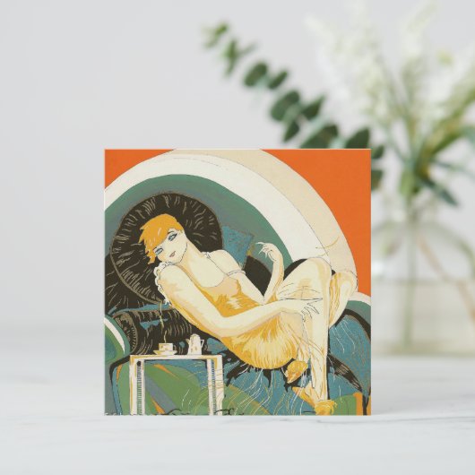 art deco-vrouw die zich richt op de bank, Chompre (Staand voorkant)