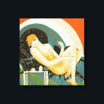art deco-vrouw die zich richt op de bank, Chompre Canvas Afdruk<br><div class="desc">illustratiekunst deco dagelijks leven afbeelding met een elegante vrouw die op een bank naast een tafel zit en met een kop koffie en een koffiepot relaxt. Reclining Woman door S. Chompre.</div>