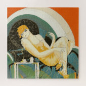 art deco-vrouw die zich richt op de bank, Chompre Legpuzzel (Horizontaal)