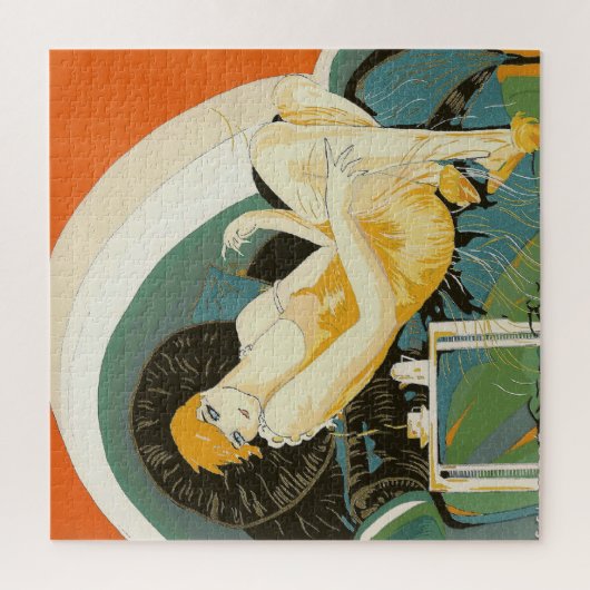  art deco-vrouw die zich richt op de bank, Chompre Legpuzzel (Verticaal)