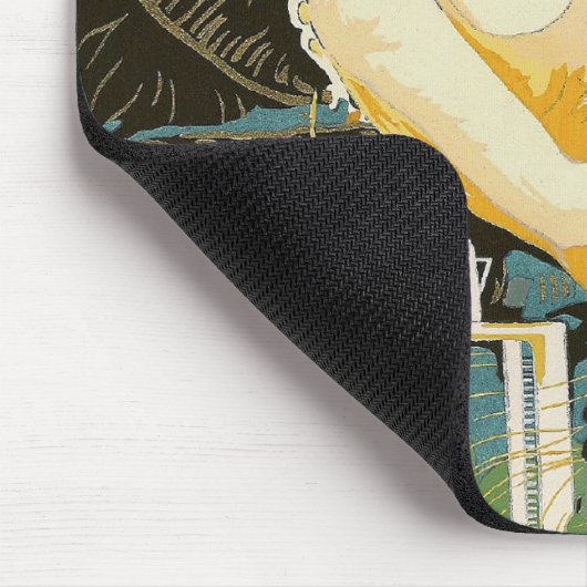  art deco-vrouw die zich richt op de bank, Chompre Muismat (Hoek)