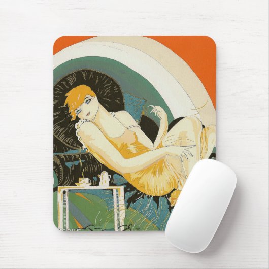  art deco-vrouw die zich richt op de bank, Chompre Muismat (Met muis)