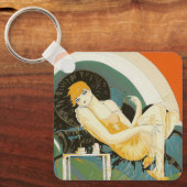art deco-vrouw die zich richt op de bank, Chompre Sleutelhanger (Voorkant)