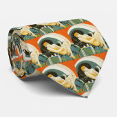 art deco-vrouw die zich richt op de bank, Chompre Stropdas (Opgerold)