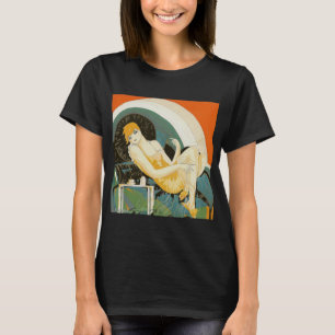  art deco-vrouw die zich richt op de bank, Chompre T-shirt