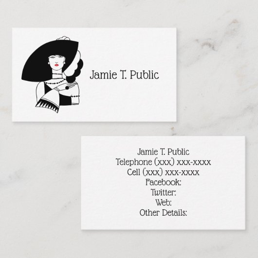  Art Deco Vrouw Dragen Pet Handschoenen RL Visitekaartje (Voorkant / Achterkant)