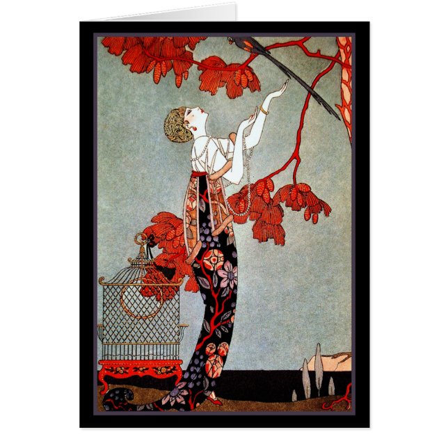 Art Deco Vrouw en de papegaai (Voorkant)