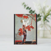 Art Deco Vrouw en de papegaai Briefkaart (Staand voorkant)