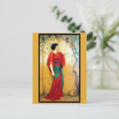 Art Deco Vrouw en Druiven Briefkaart (Staand voorkant)