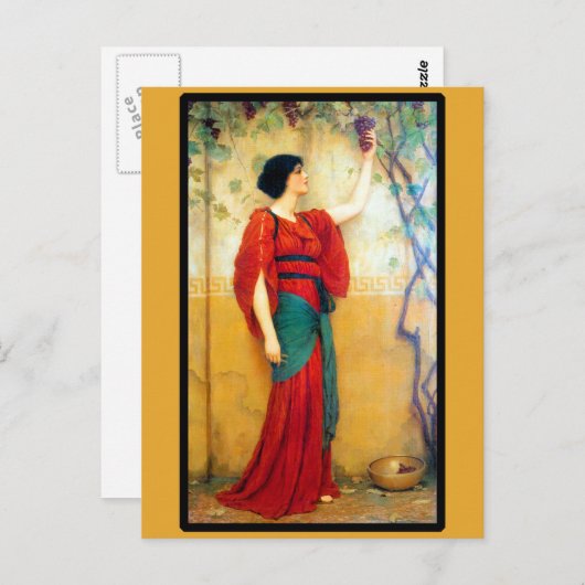 Art Deco Vrouw en Druiven Briefkaart (Voorkant / Achterkant)