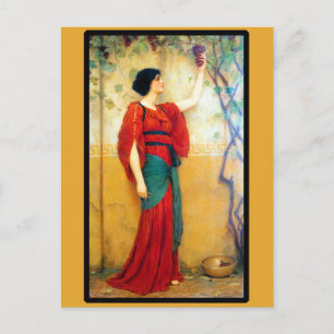 Art Deco Vrouw en Druiven Briefkaart