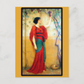 Art Deco Vrouw en Druiven Briefkaart (Voorkant)