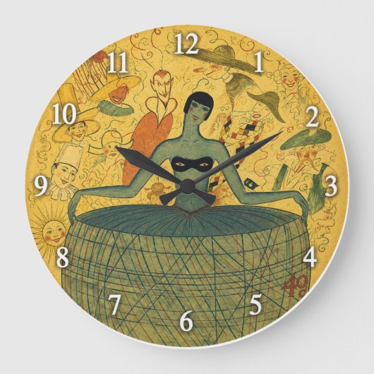 Art Deco Vrouw Grote Klok (Voorkant)