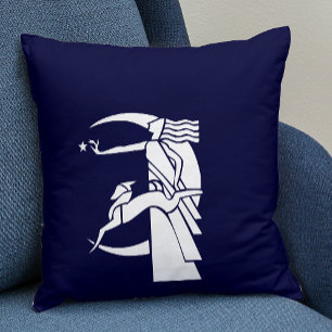 Art deco-vrouw, hond en maan kussen