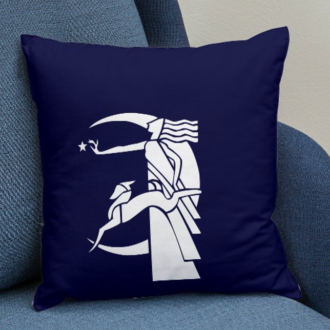 Art deco-vrouw, hond en maan kussen (Creator heeft geüpload)