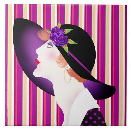 Art Deco-vrouw in groot Pet Tegeltje (Voorkant)