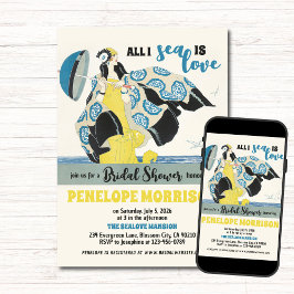 Art Deco Vrouw in Liefde door het Zee Vrijgezellen Kaart