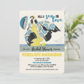 Art Deco Vrouw in Liefde door het Zee Vrijgezellen Kaart (Staand voorkant)