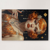 Art Deco vrouw in oranje Legpuzzel (Horizontaal)
