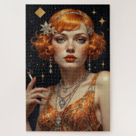 Art Deco vrouw in oranje Legpuzzel