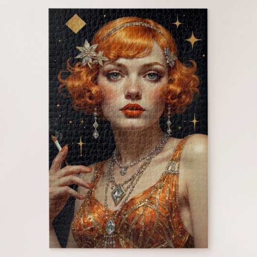 Art Deco vrouw in oranje Legpuzzel (Verticaal)