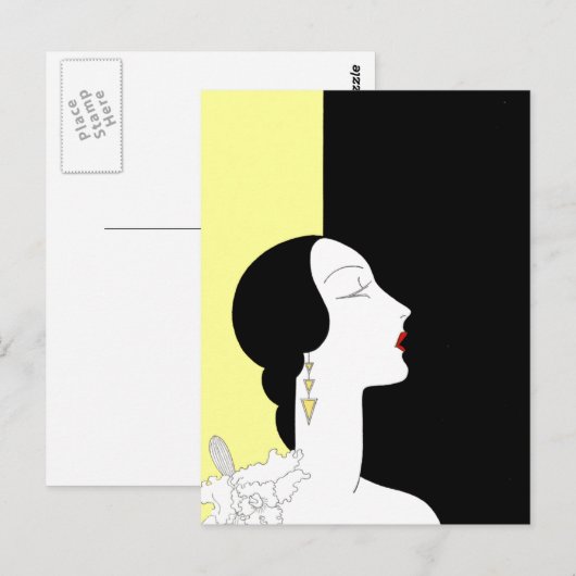 Art Deco-vrouw in profiel Briefkaart (Voorkant / Achterkant)