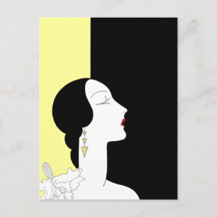 Art Deco-vrouw in profiel Briefkaart