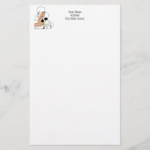  Art Deco-vrouw met bloemen die Pet C dragen Briefpapier (Voorkant)