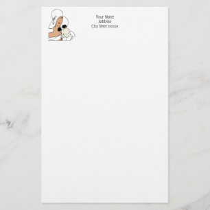  Art Deco-vrouw met bloemen die Pet C dragen Briefpapier