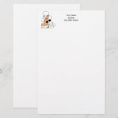  Art Deco-vrouw met bloemen die Pet C dragen Briefpapier (Voorkant / Achterkant)