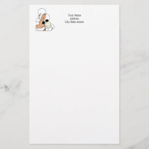 Art Deco-vrouw met bloemen die Pet C dragen Briefpapier