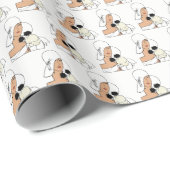  Art Deco-vrouw met bloemen die Pet C dragen Cadeaupapier (Rol Hoek)