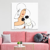  Art Deco-vrouw met bloemen die Pet C dragen Canvas Afdruk (Insitu (Woonkamer))