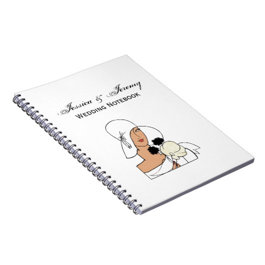  Art Deco-vrouw met bloemen die Pet C dragen Notitieboek (Rechterzijde)