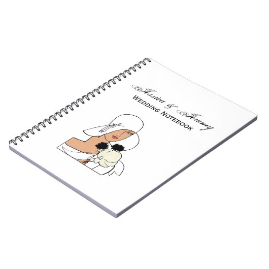  Art Deco-vrouw met bloemen die Pet C dragen Notitieboek (Linkerzijde)